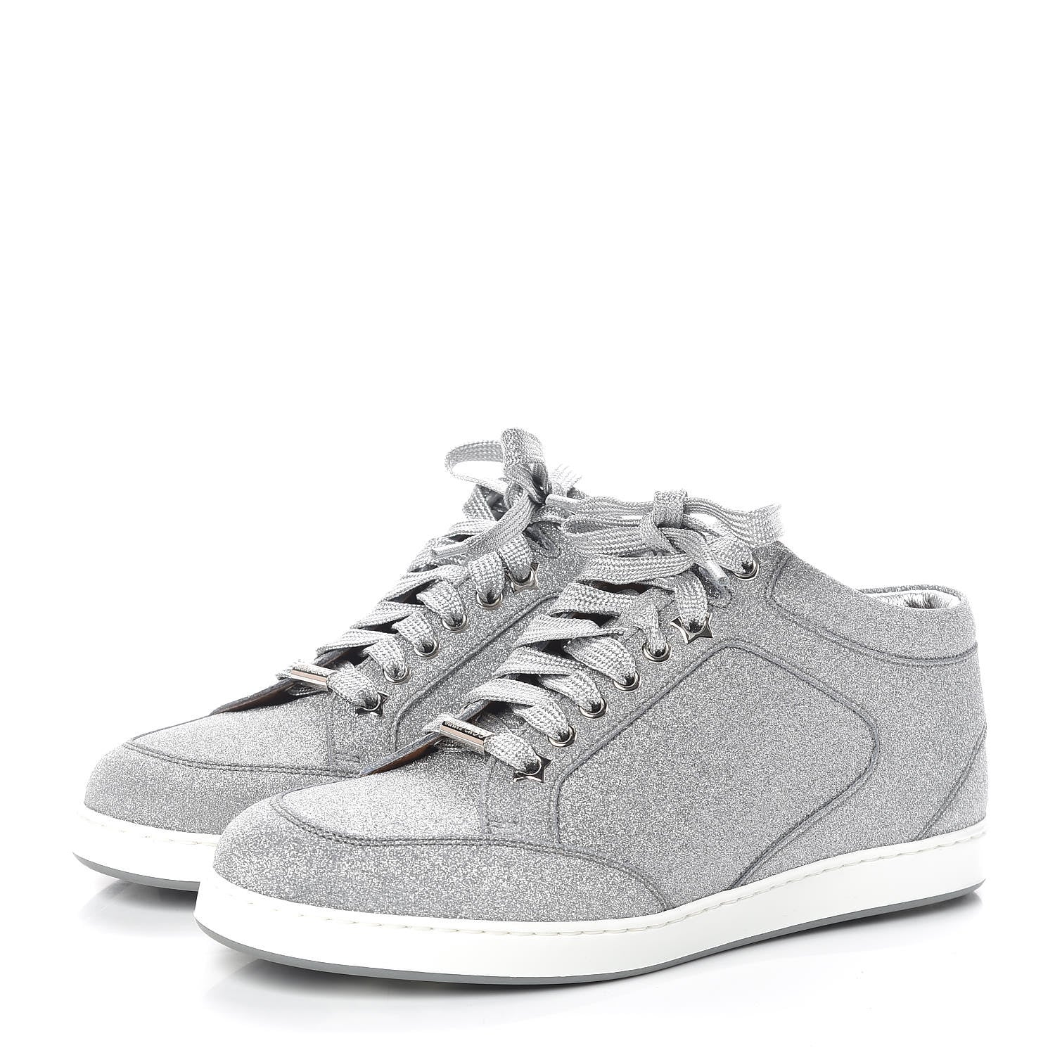 Jimmy Choo Glitter Miami Sneakers 38 Silver 3 of 11