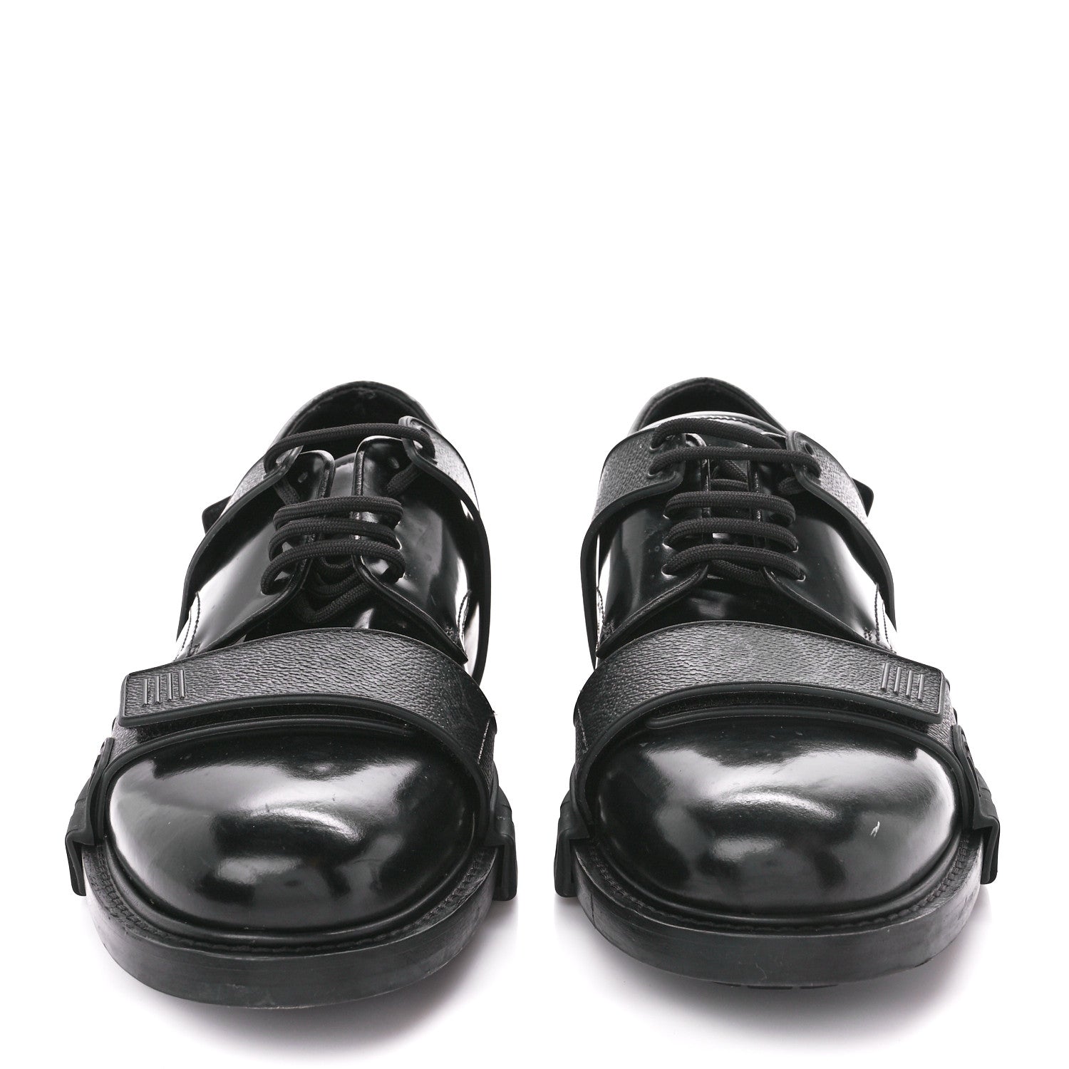 Louis Vuitton Monogram Eclipse Calfskin Mens Derby LV Derby Harness Shoes 8.5 Black 2 of 10