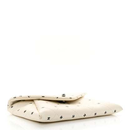 Chanel Printed Lambskin Logo CC Envelope Clutch With Chain White 4 of 12