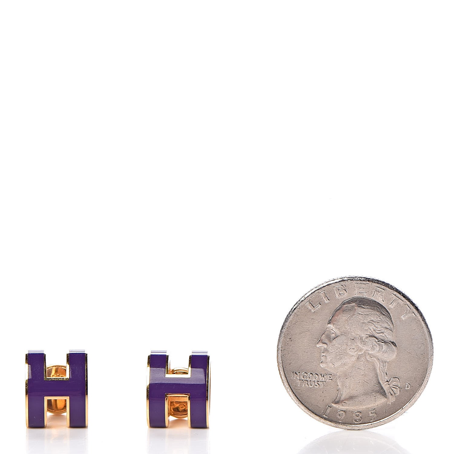 Hermes Gold Lacquered Pop H Earrings Pourpre 2 of 6