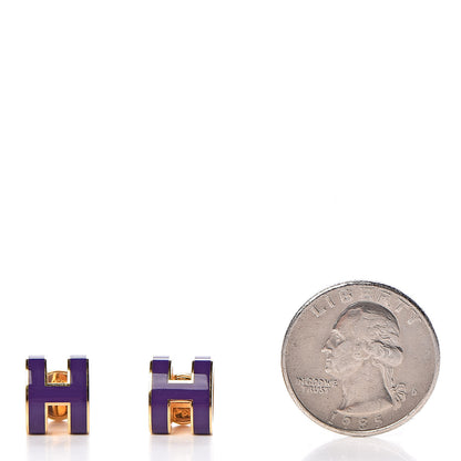 Hermes Gold Lacquered Pop H Earrings Pourpre 2 of 6
