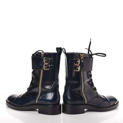 Louis Vuitton Calfskin Diplomacy Ranger Combat Boots 37 Blue 6 of 11