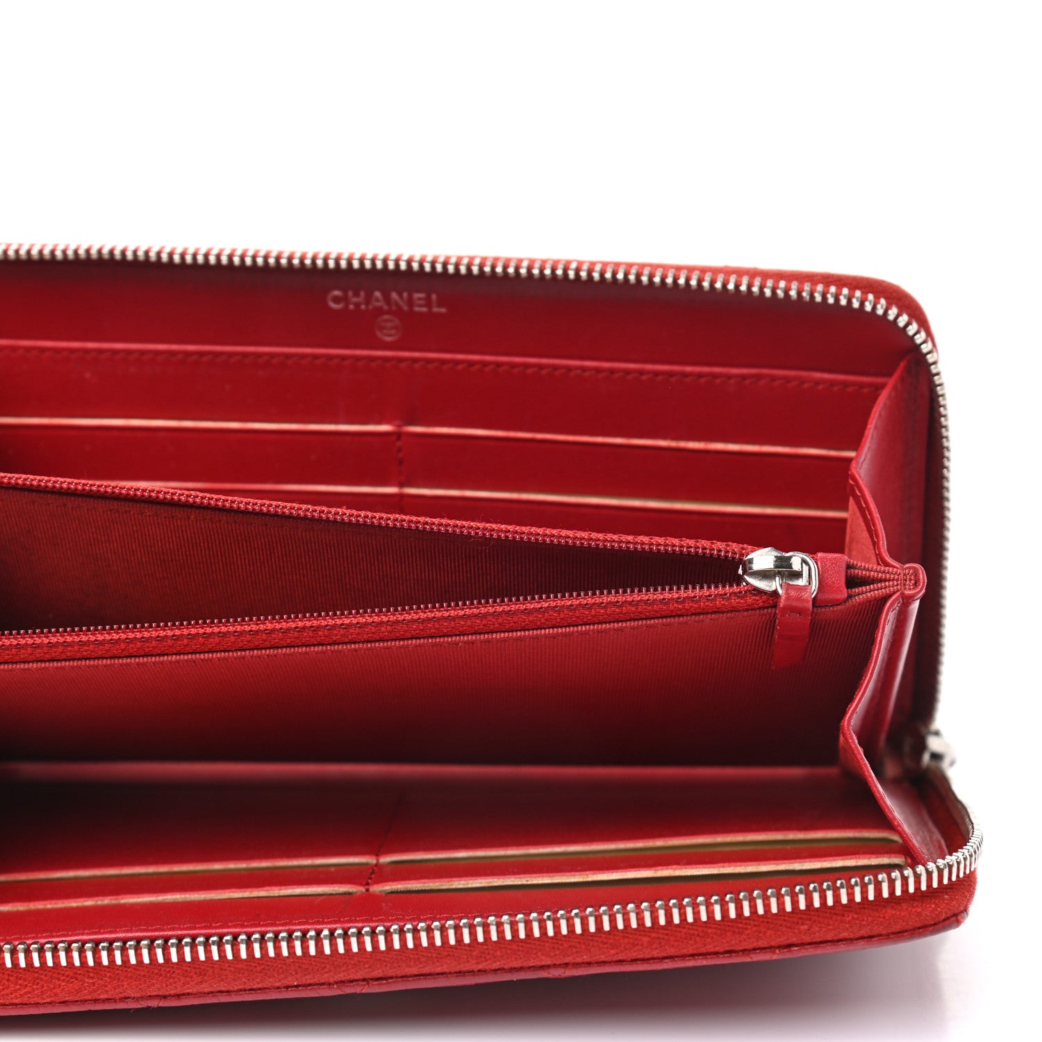 Chanel Caviar Quilted Large Gusset Zip Around Wallet Red 5 of 9