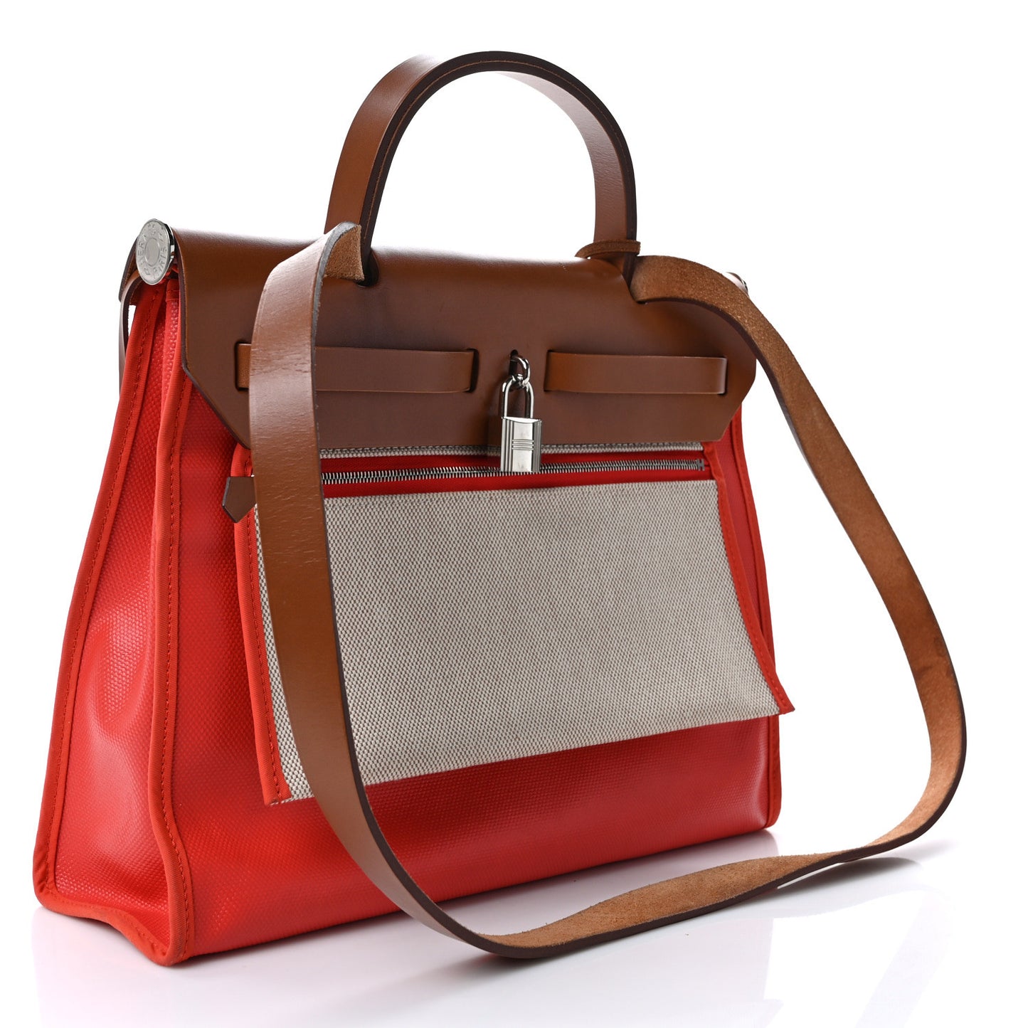 Toile H Berline Vache Hunter Herbag Zip 31 PM Naturel Rouge H