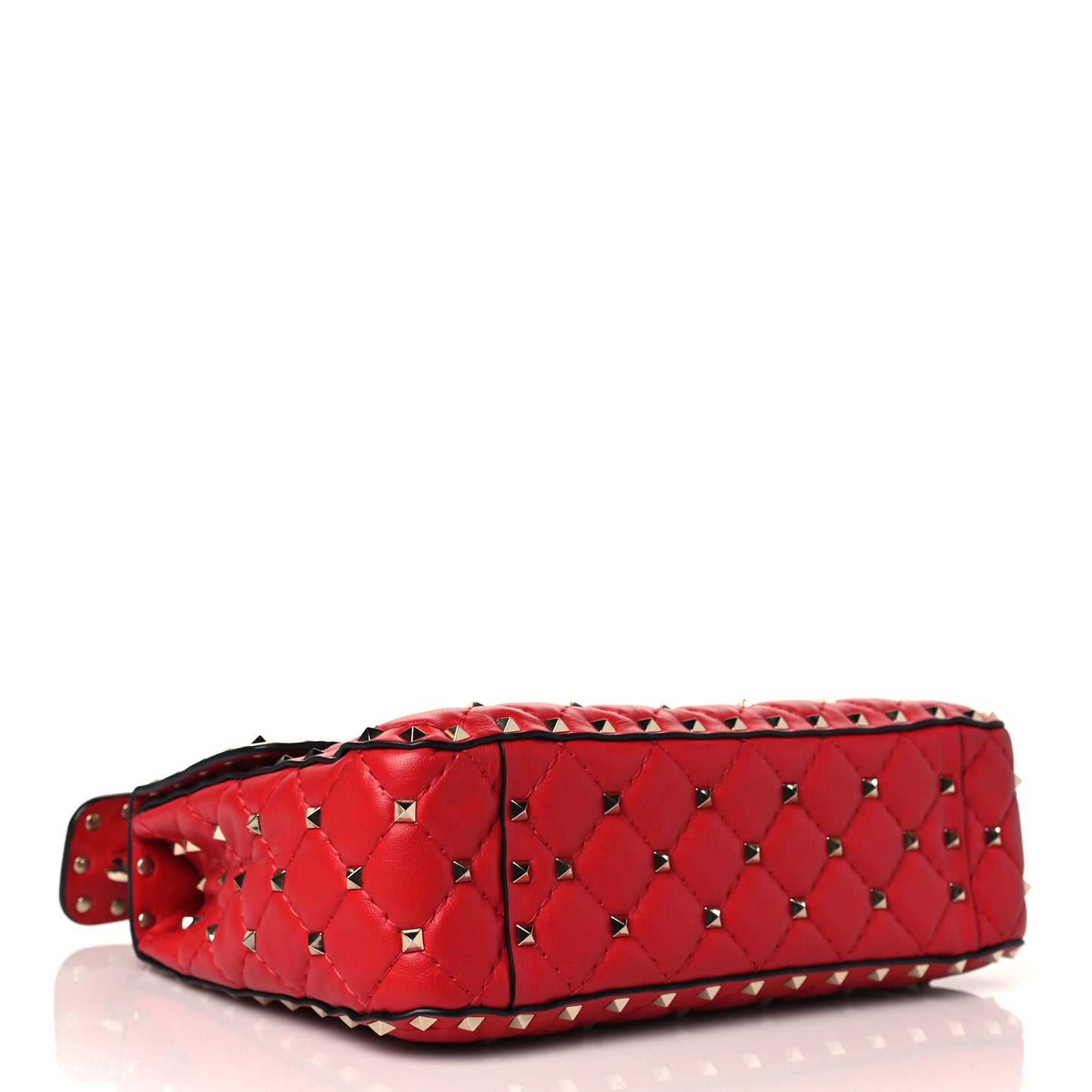 Lambskin Medium Rockstud Spike Shoulder Bag Red