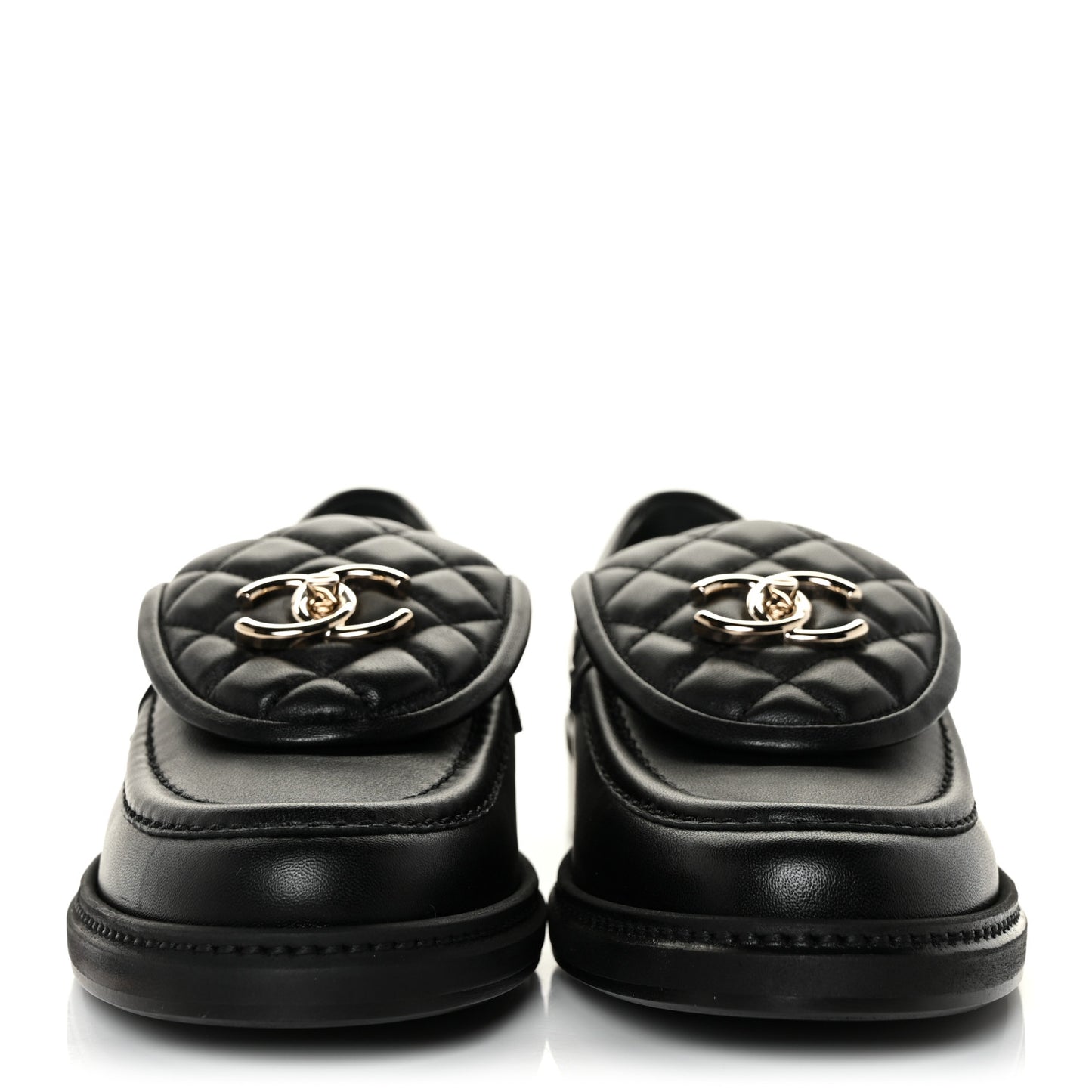 Lambskin Quilted CC Turnlock Loafers 38.5 Black