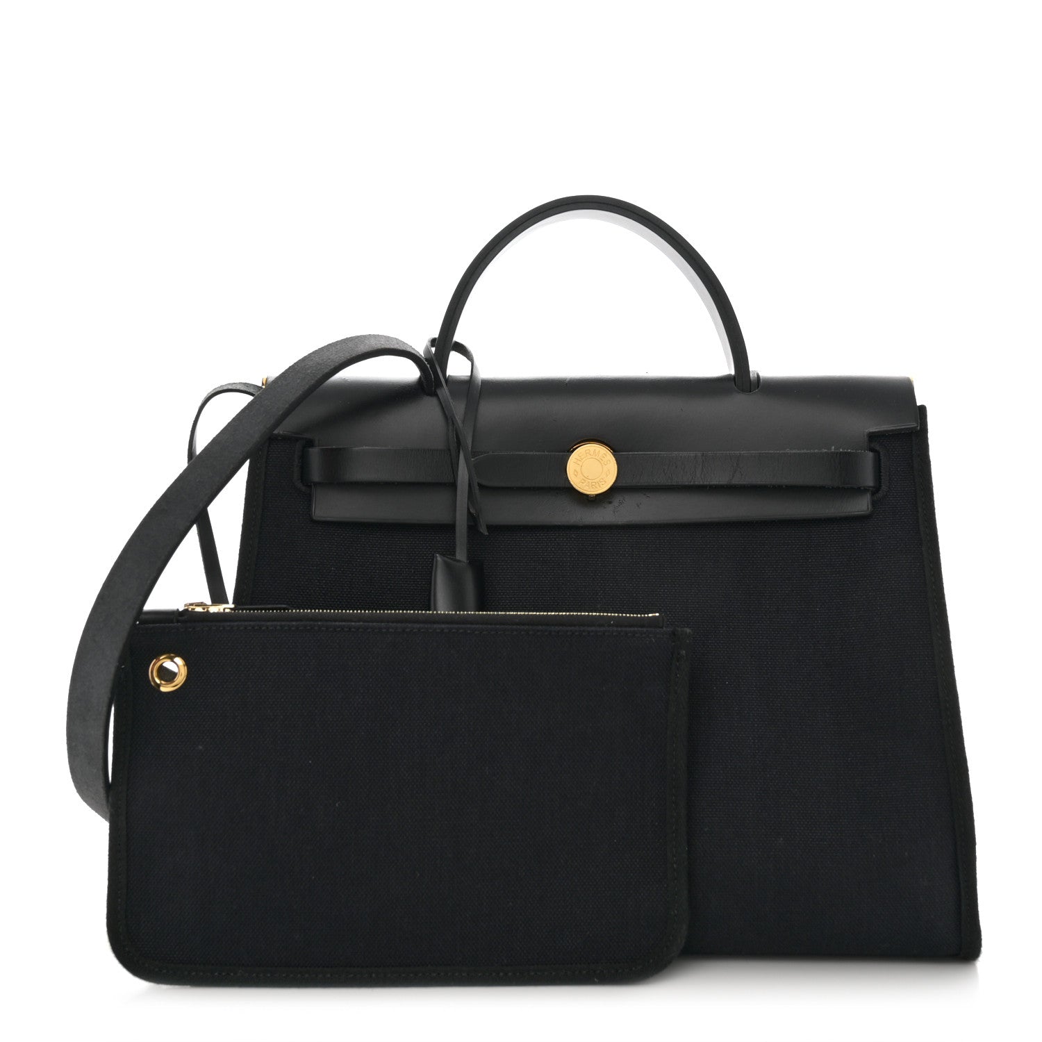Hermes Military Toile Vache Hunter Herbag Zip PM 31 Black 1 of 10