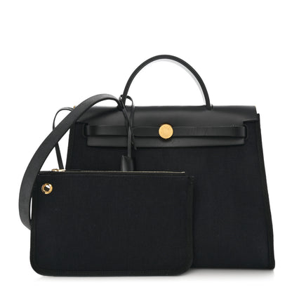 Hermes Military Toile Vache Hunter Herbag Zip PM 31 Black 1 of 10