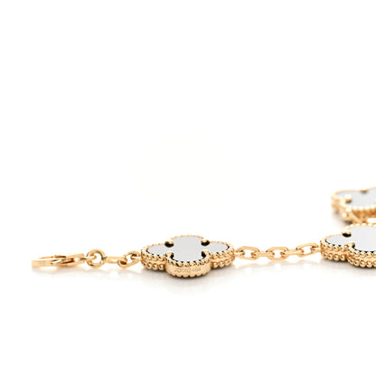 Van Cleef & Arpels 18K Yellow Gold Black Onyx 5 Motifs Vintage Alhambra Bracelet 2 of 4
