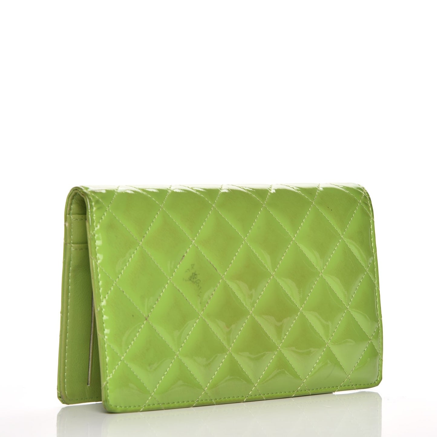Patent Quilted Brilliant Yen Wallet Green