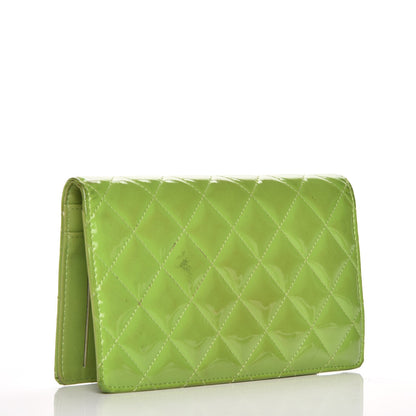 Chanel Patent Quilted Brilliant Yen Wallet Green 3 of 14