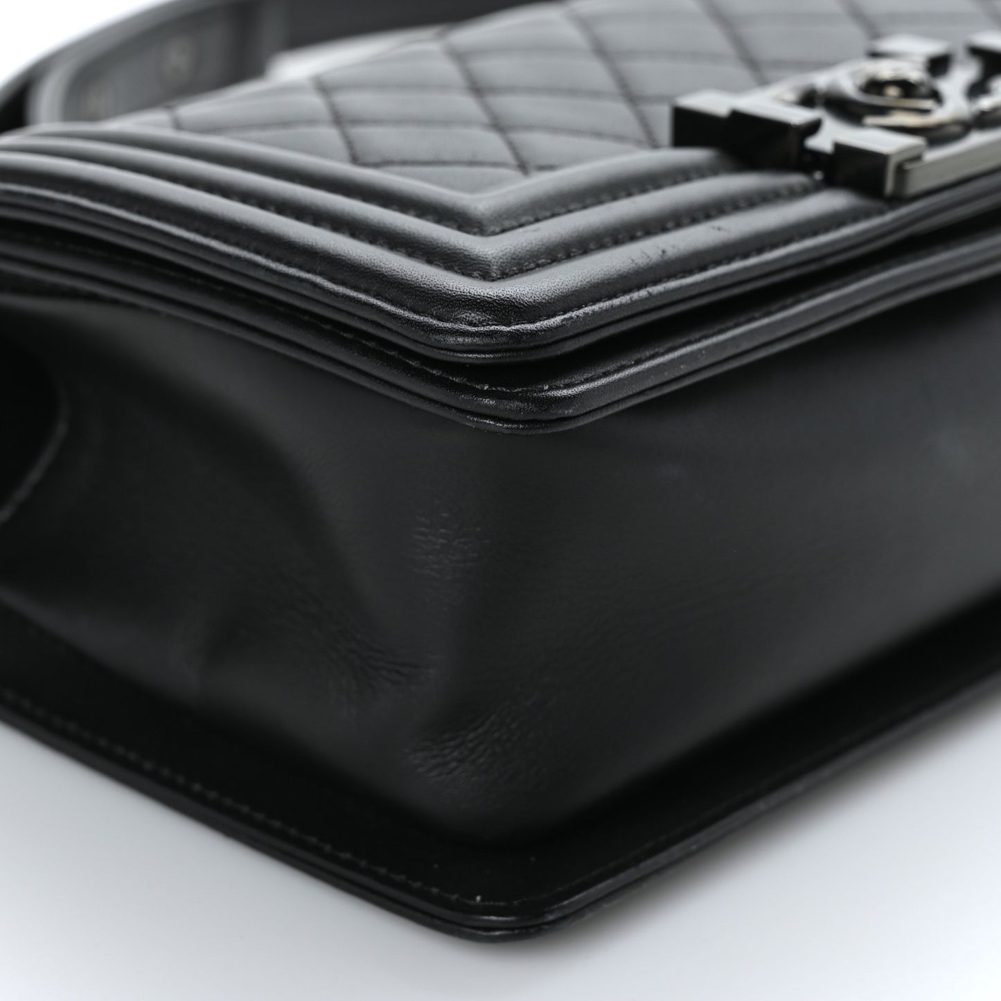 Calfskin Quilted Small Boy Flap So Black