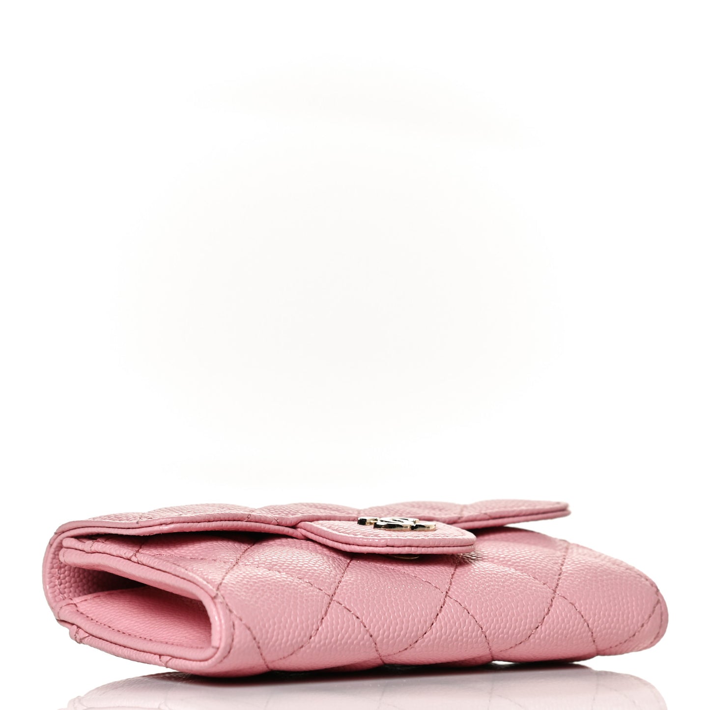 Caviar Quilted Flap Card Holder Wallet Light Pink