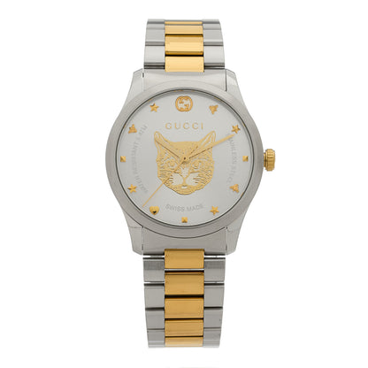 Gucci Stainless Steel 38mm G-Timeless Two Tone Cat Quartz Watch 1 of 4