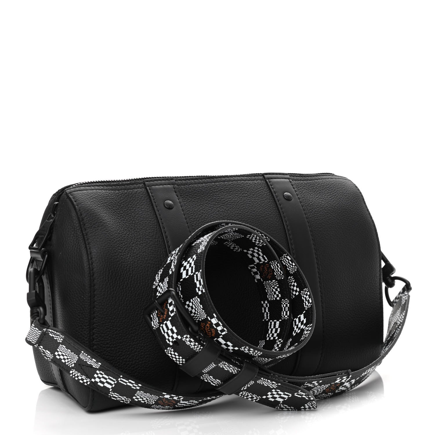 Louis Vuitton Calfskin Damier Distorted City Keepall Black 3 of 10