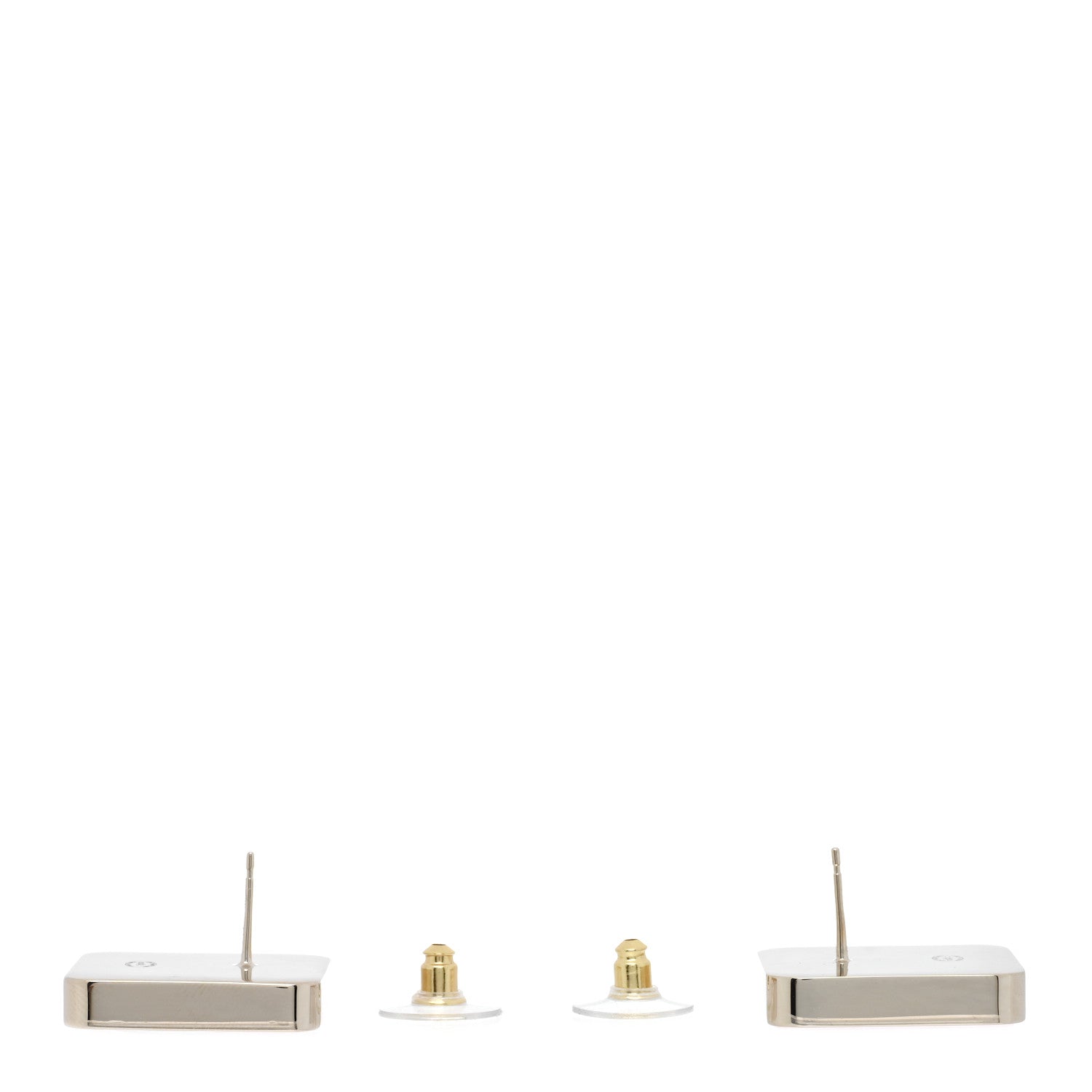 Chanel Metal Enamel CC Square Earrings Gold Pink Black 3 of 5