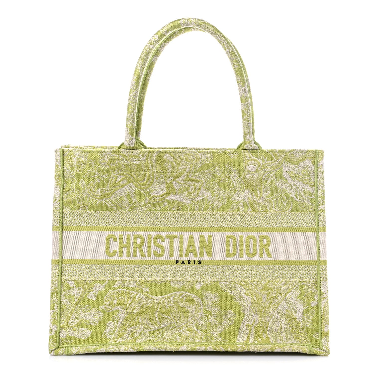 Christian Dior Canvas Embroidered Medium Dioriviera Toile De Jouy Book Tote D-Lite Green 1 of 11