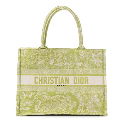 Christian Dior Canvas Embroidered Medium Dioriviera Toile De Jouy Book Tote D-Lite Green 1 of 11