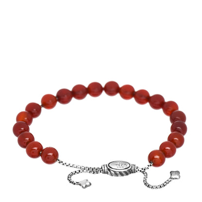 David Yurman Sterling Silver Carnelian 8mm Spiritual Beads Bracelet 3 of 4