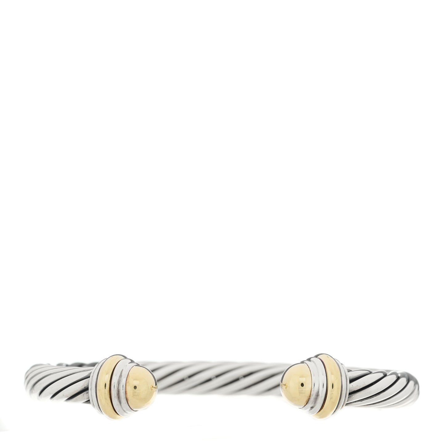 Sterling Silver 14K Yellow Gold 7mm Cable Classics Dome Bracelet