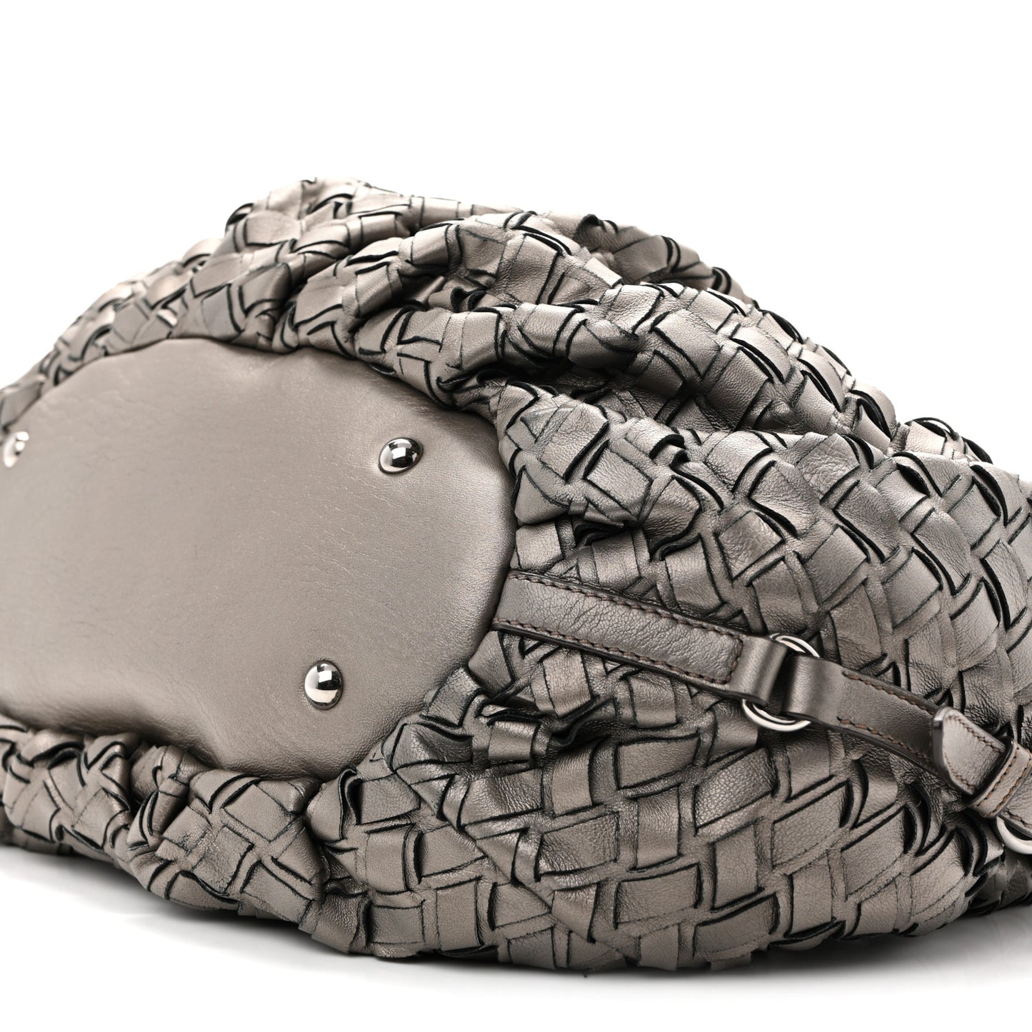 Metallic Nappa Woven Hobo Bronze