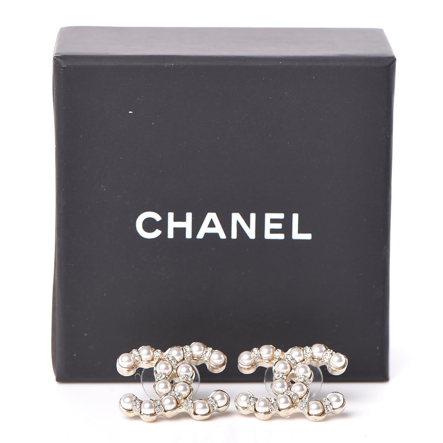 Chanel Pearl Crystal CC Earrings Gold 5 of 5
