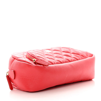 Chanel Caviar Quilted Double Zip Pouch Red 4 of 9