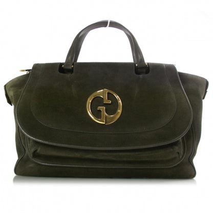 Gucci Suede Medium 1973 Top Handle Satchel Olive 1 of 11