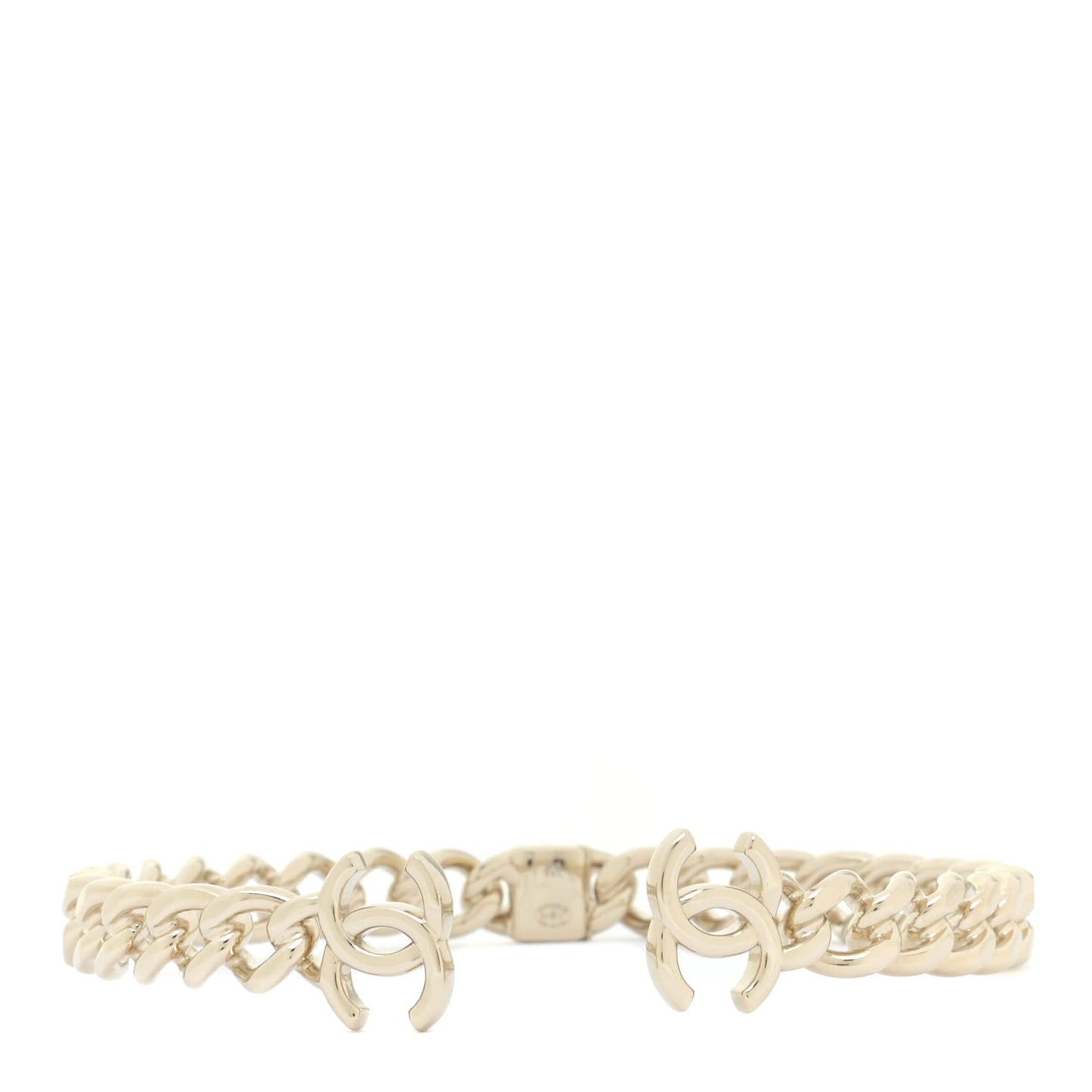 Metal CC Chain Link Choker Necklace M Gold