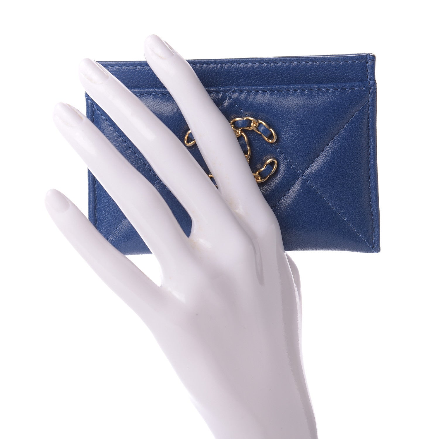 Chanel Shiny Goatskin Quilted 19 Card Holder Dark Blue 2 of 12