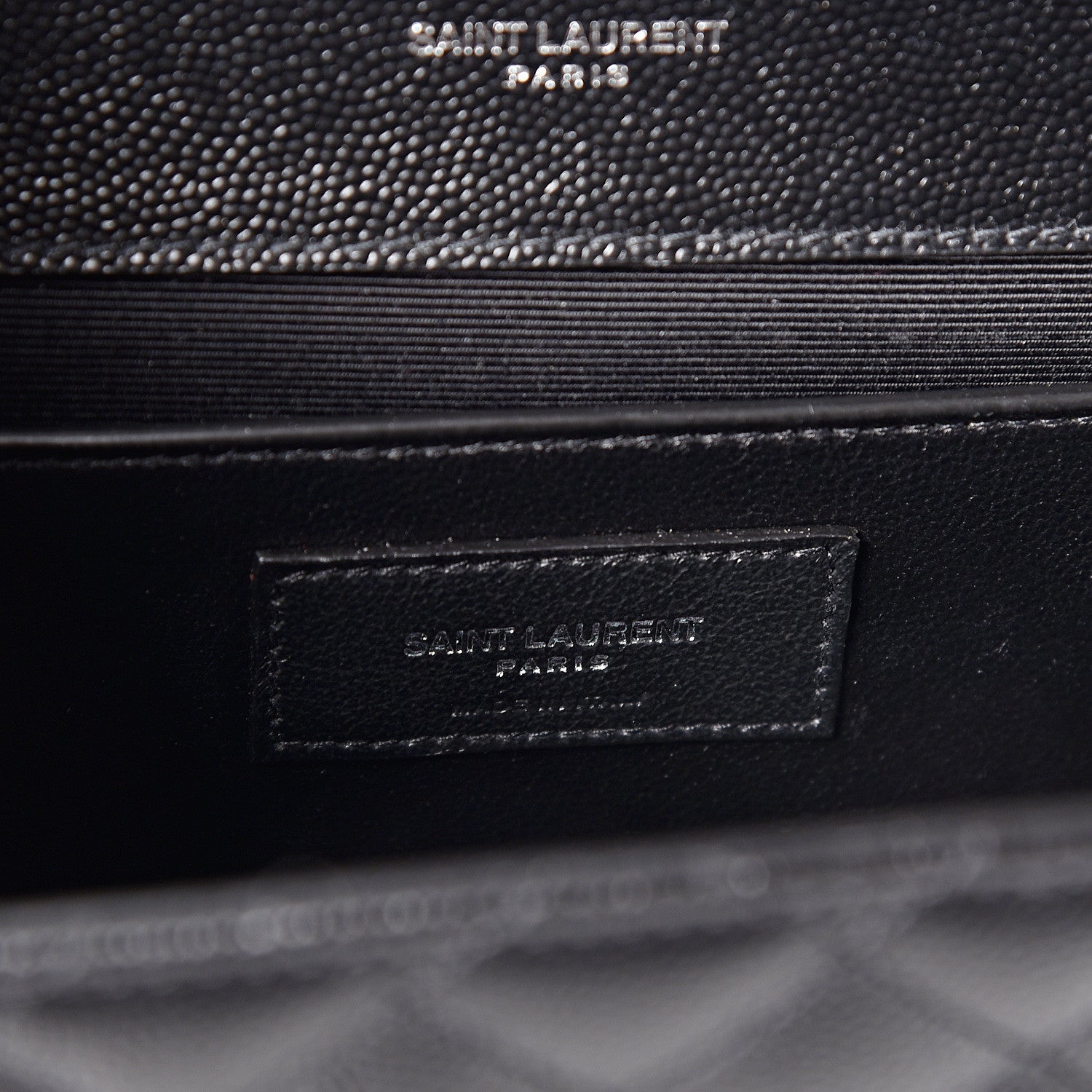 Saint Laurent Grain De Poudre Textured Mixed Matelasse Triquilt Medium Monogram Satchel Black 6 of 9