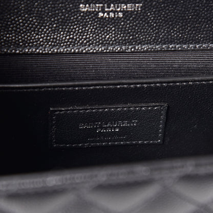 Saint Laurent Grain De Poudre Textured Mixed Matelasse Triquilt Medium Monogram Satchel Black 6 of 9