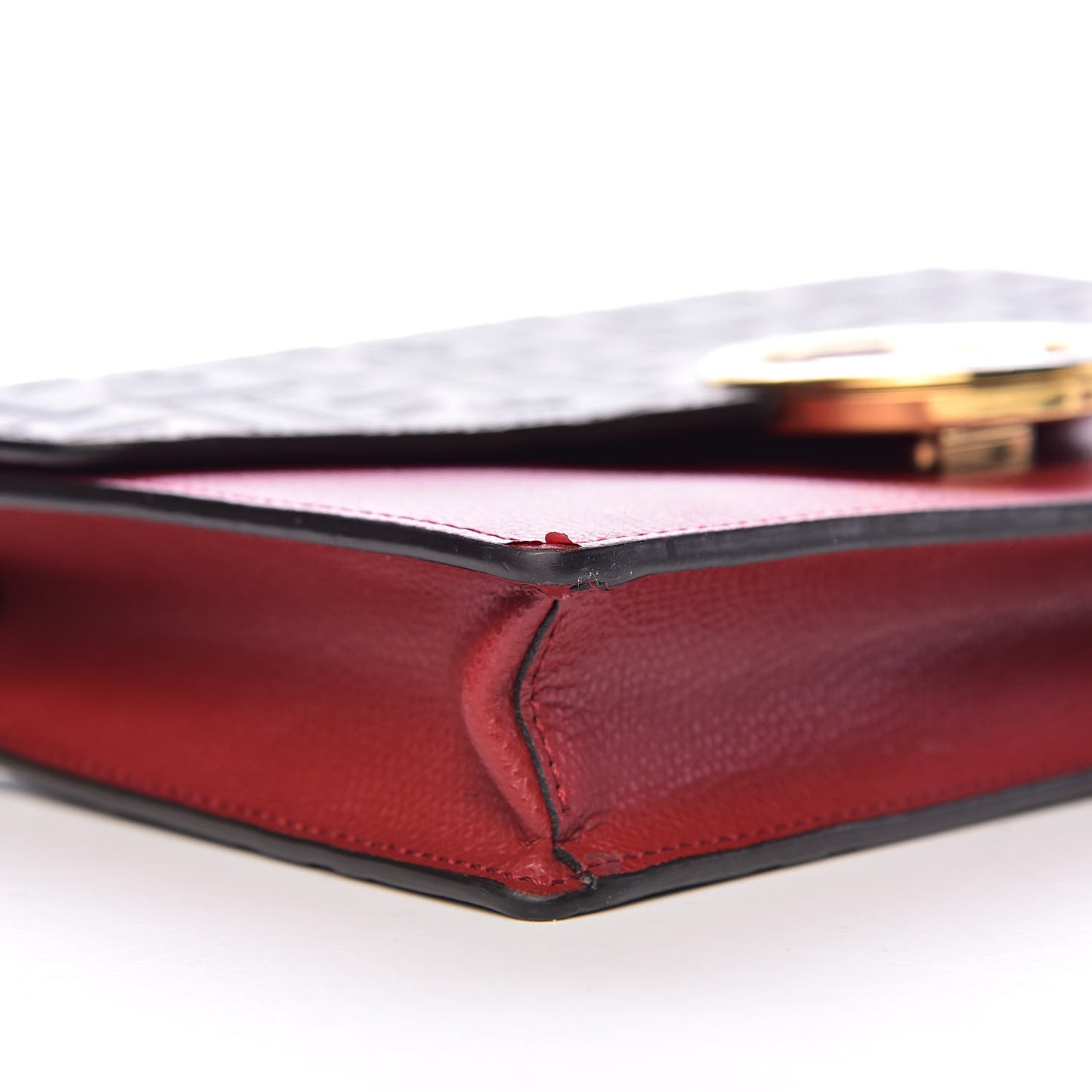 Vitello Cruise F is Fendi FF 1974 Embossed Medium Envelope Wallet On Chain Fragola Maya Black
