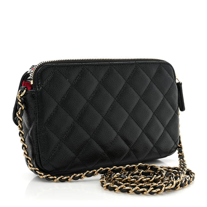 Chanel Caviar Fabric Quilted Foldable Tote With Chain Black Multicolor 4 of 15