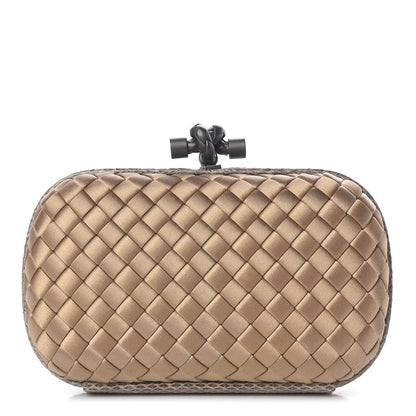Bottega Veneta Satin Intreccio Impero Ayers Knot Clutch Camel 1 of 9