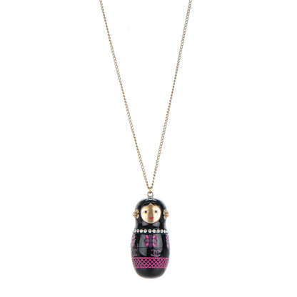 Chanel Crystal Matryoshka Pendant Necklace Pink 1 of 6