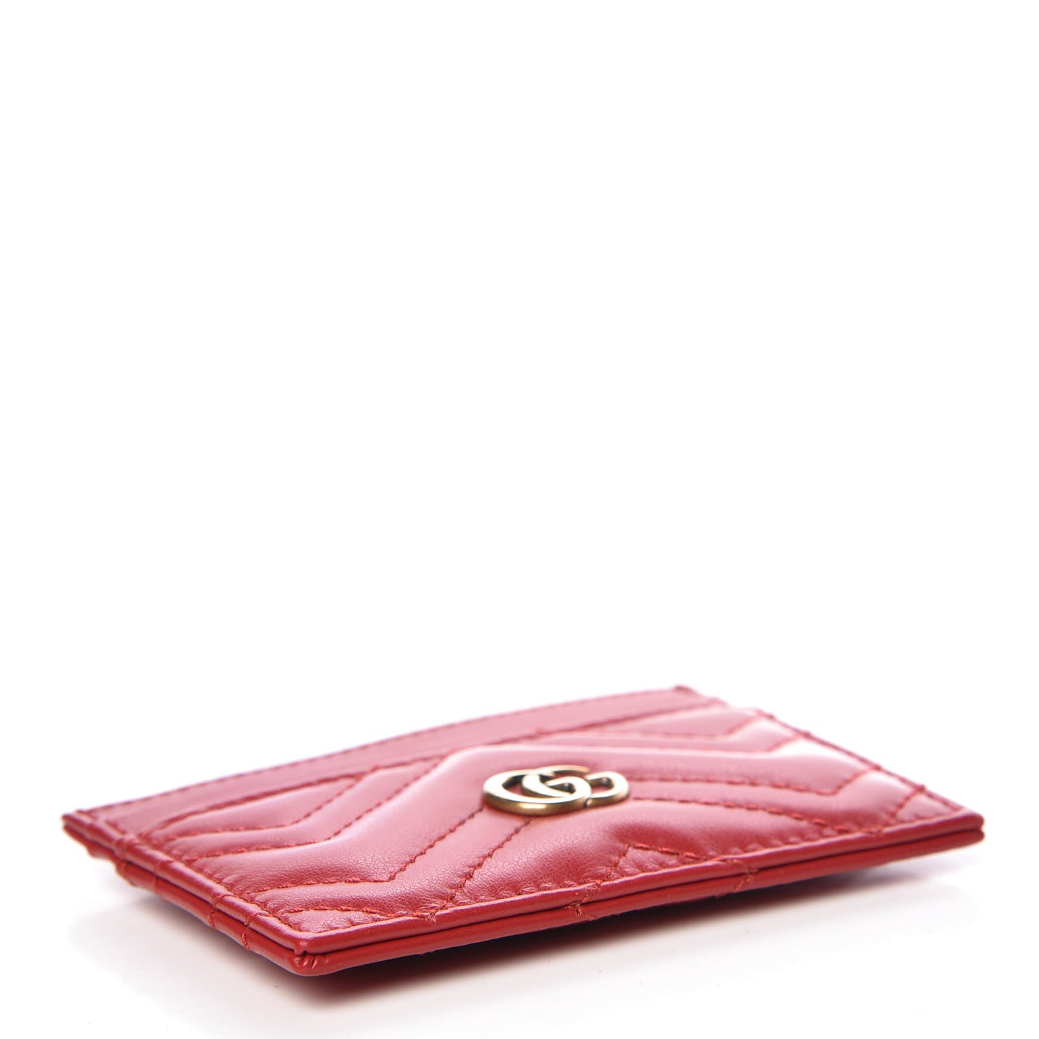 Gucci Calfskin Matelasse GG Marmont Card Holder Hibiscus Red 4 of 7