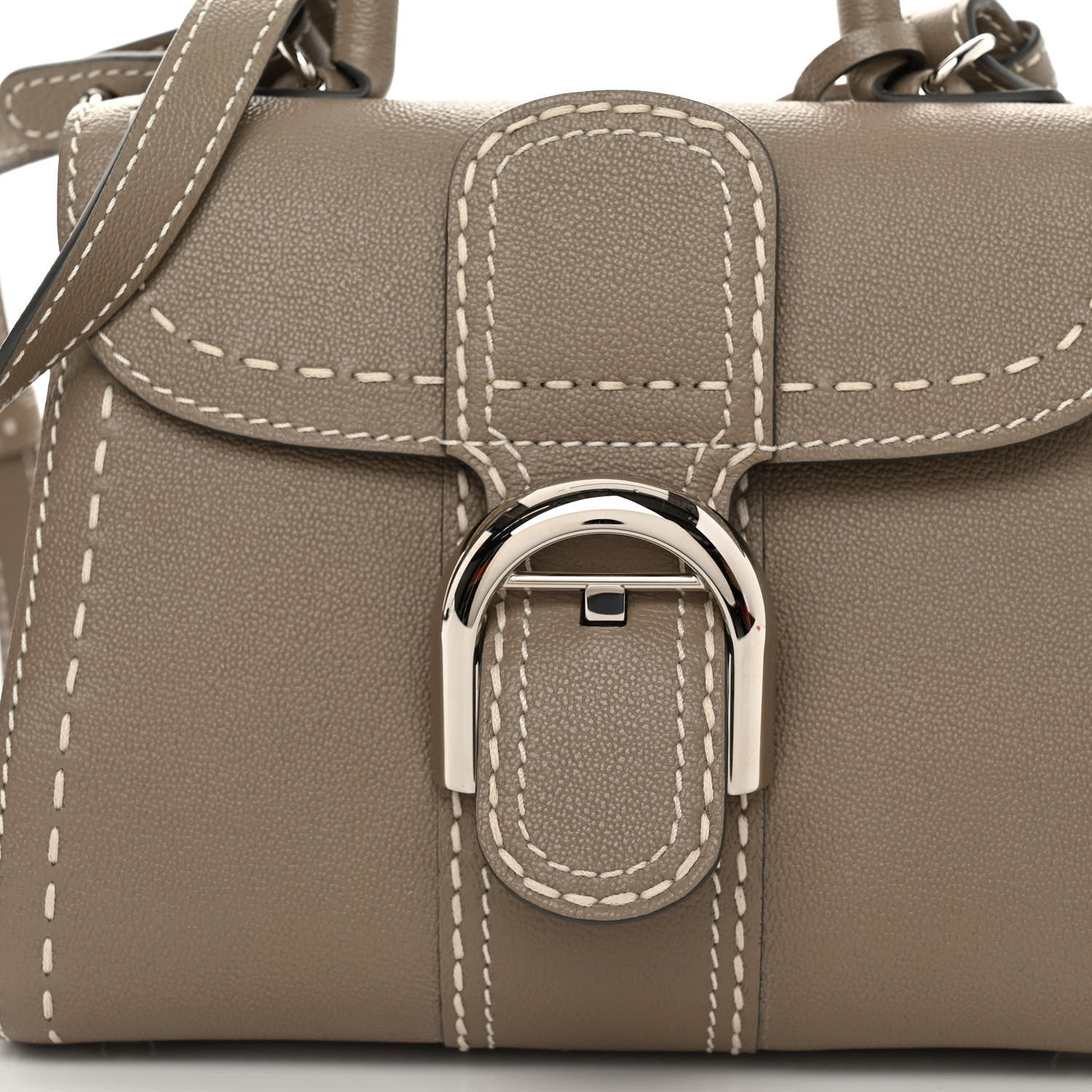 Delvaux Grained Rodeo Calfskin Surpique Mini Brillant Satchel Tourterelle Ivory 8 of 10
