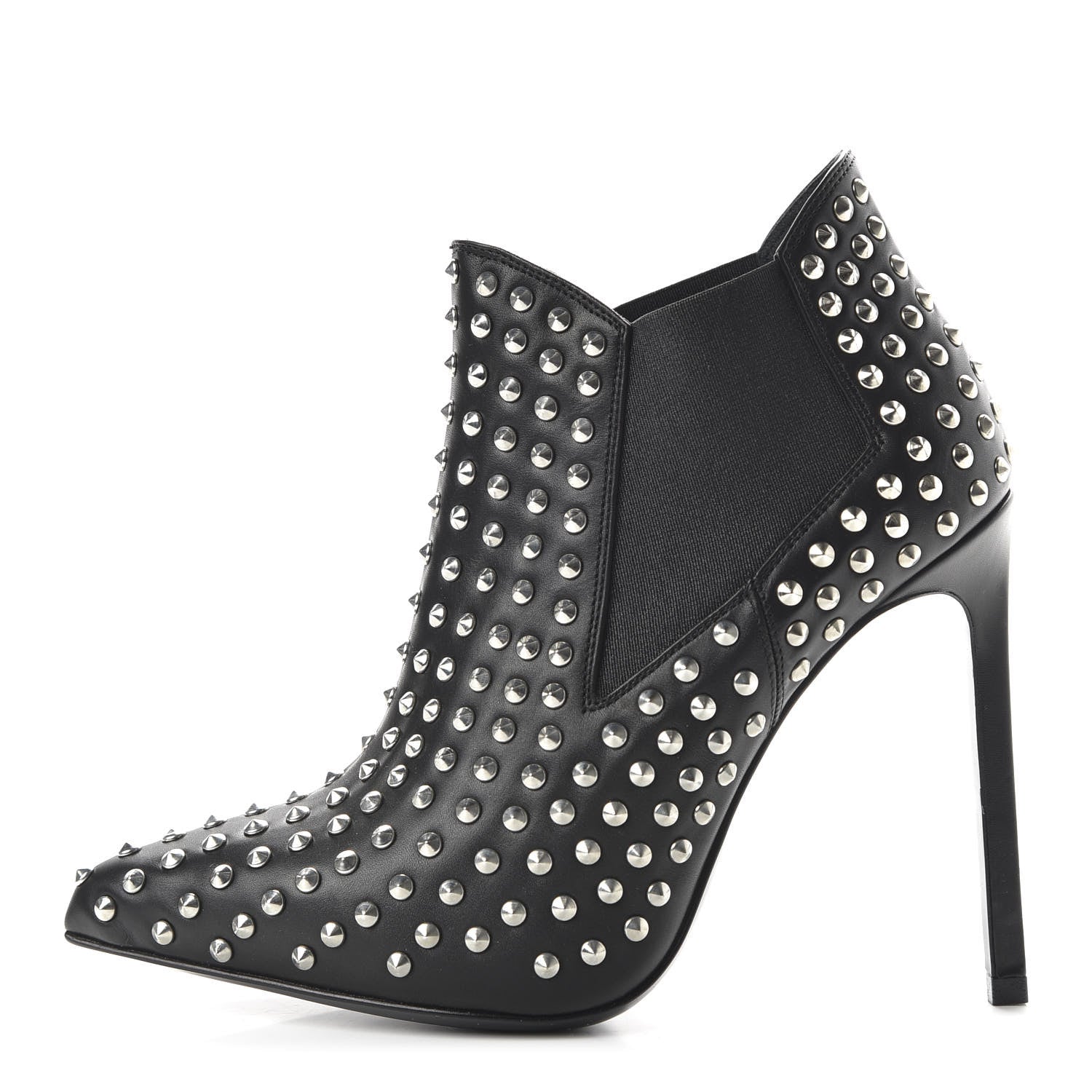 Saint Laurent Calfskin Studded Ankle Booties 35.5 Black 1 of 8