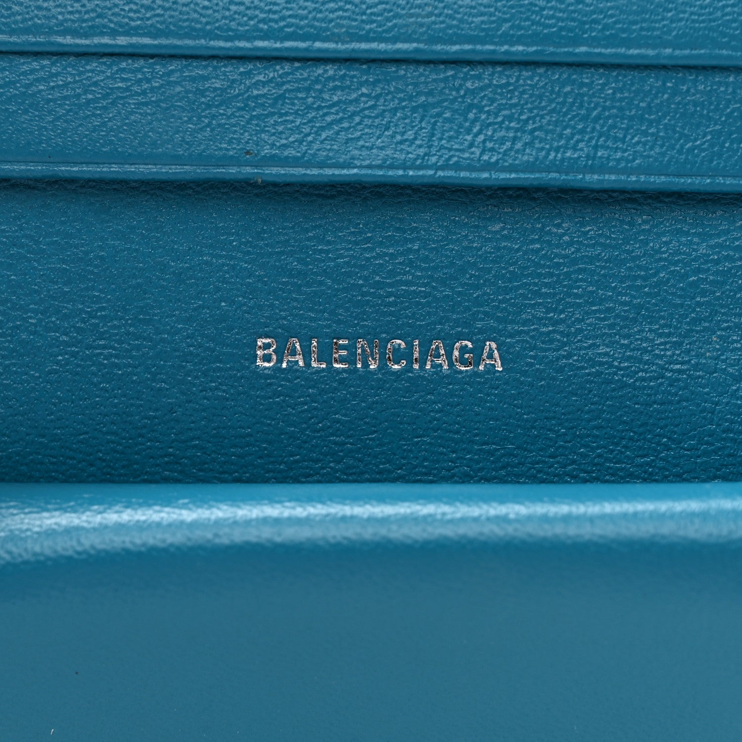 Balenciaga Shiny Calfskin Crocodile Embossed Cash Flap Coin Card Holder Blue 6 of 12