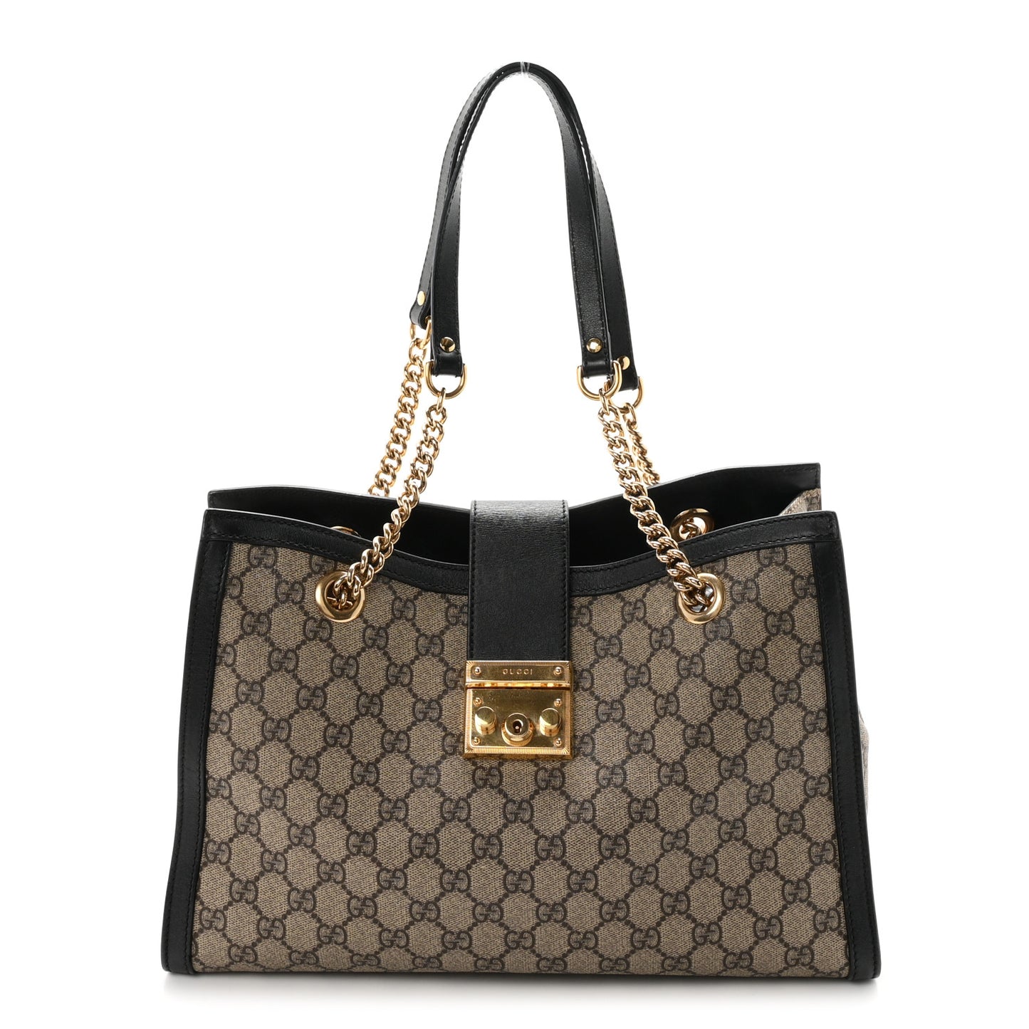 GG Supreme Monogram Medium Padlock Tote Black