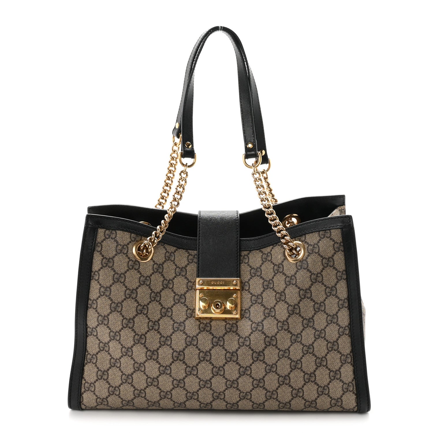 Gucci GG Supreme Monogram Medium Padlock Tote Black 1 of 10