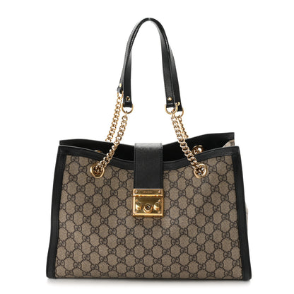 Gucci GG Supreme Monogram Medium Padlock Tote Black 1 of 10