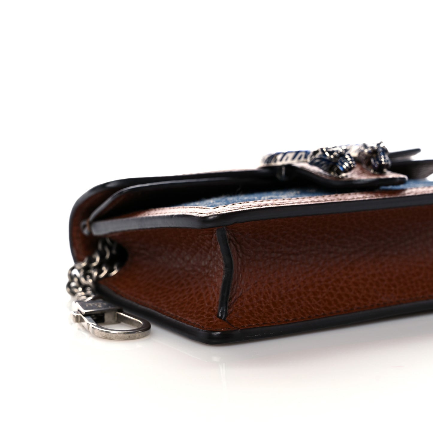 New Denim GG Monogram Dollar Calfskin Enamel Super Mini Dionysus Shoulder Bag Blue Tea Cuir Epilog Electric Blue