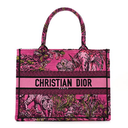 Christian Dior Canvas Embroidered Medium Toile de Jouy Voyage Book Tote Fuchsia Multicolor 1 of 10