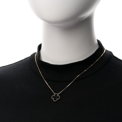 Van Cleef & Arpels 18K Yellow Gold Black Onyx Vintage Alhambra Pendant Necklace 2 of 6