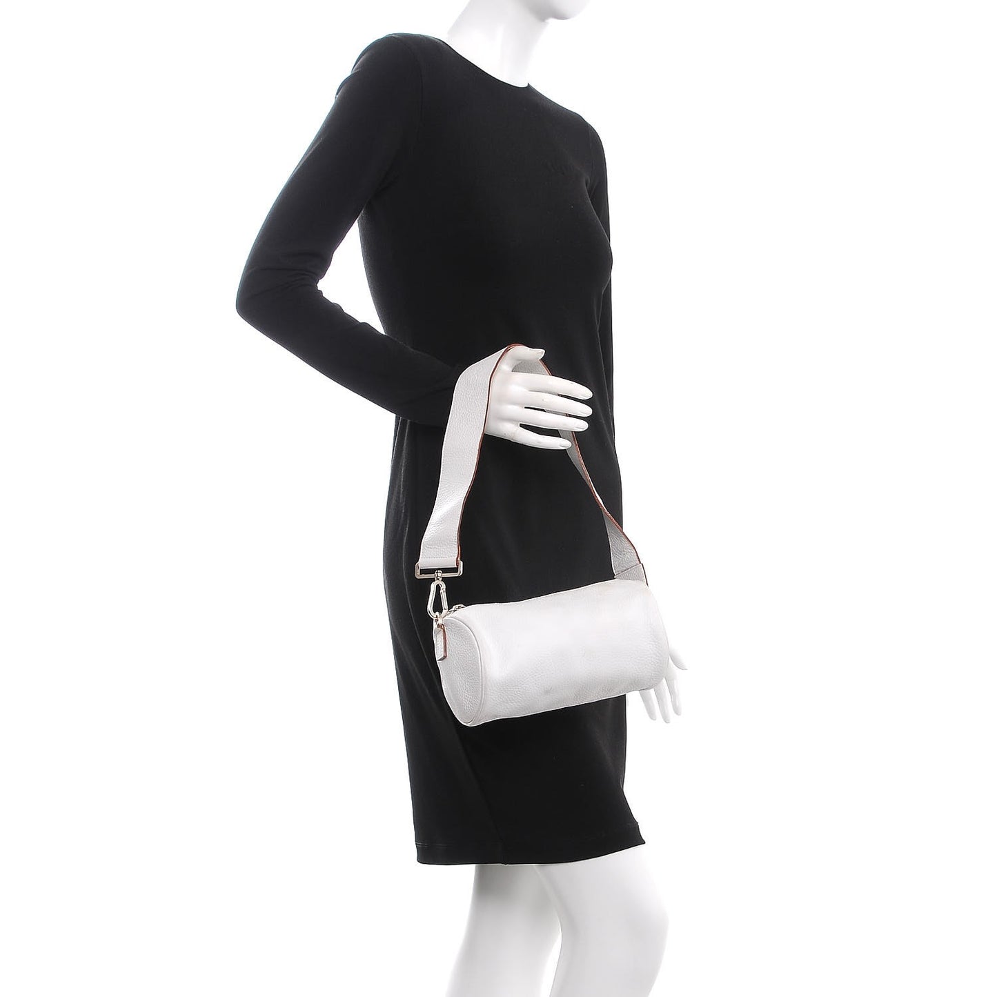 Grainy Calfskin Shoulder Bag White
