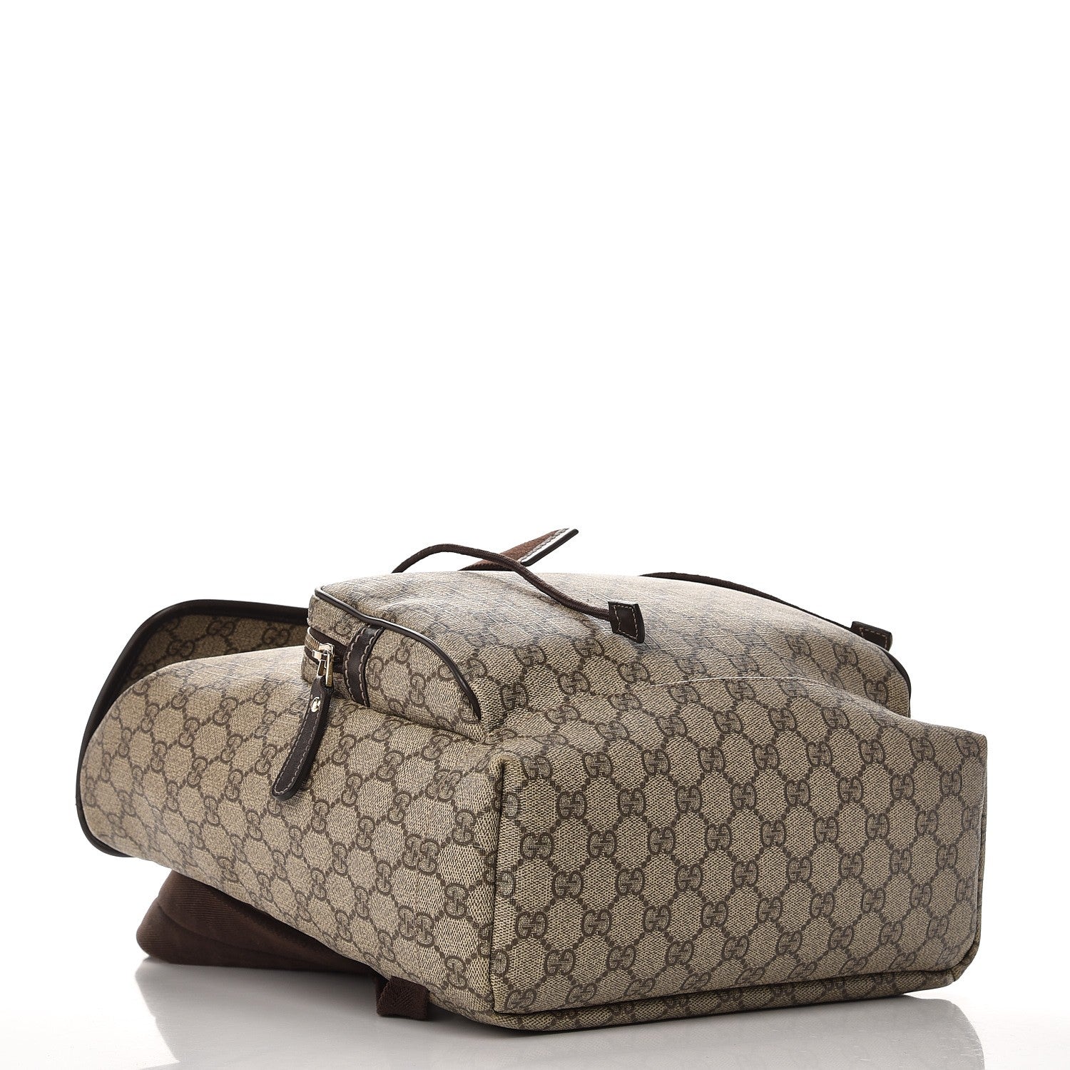 Gucci GG Supreme Monogram Medium Single Buckle Rucksack Backpack Beige Ebony Brown 4 of 11