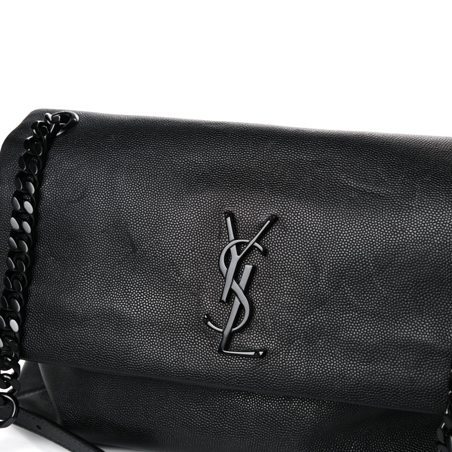 Saint Laurent Grain De Poudre Medium West Hollywood Monogram Fold-Over Black 15 of 16