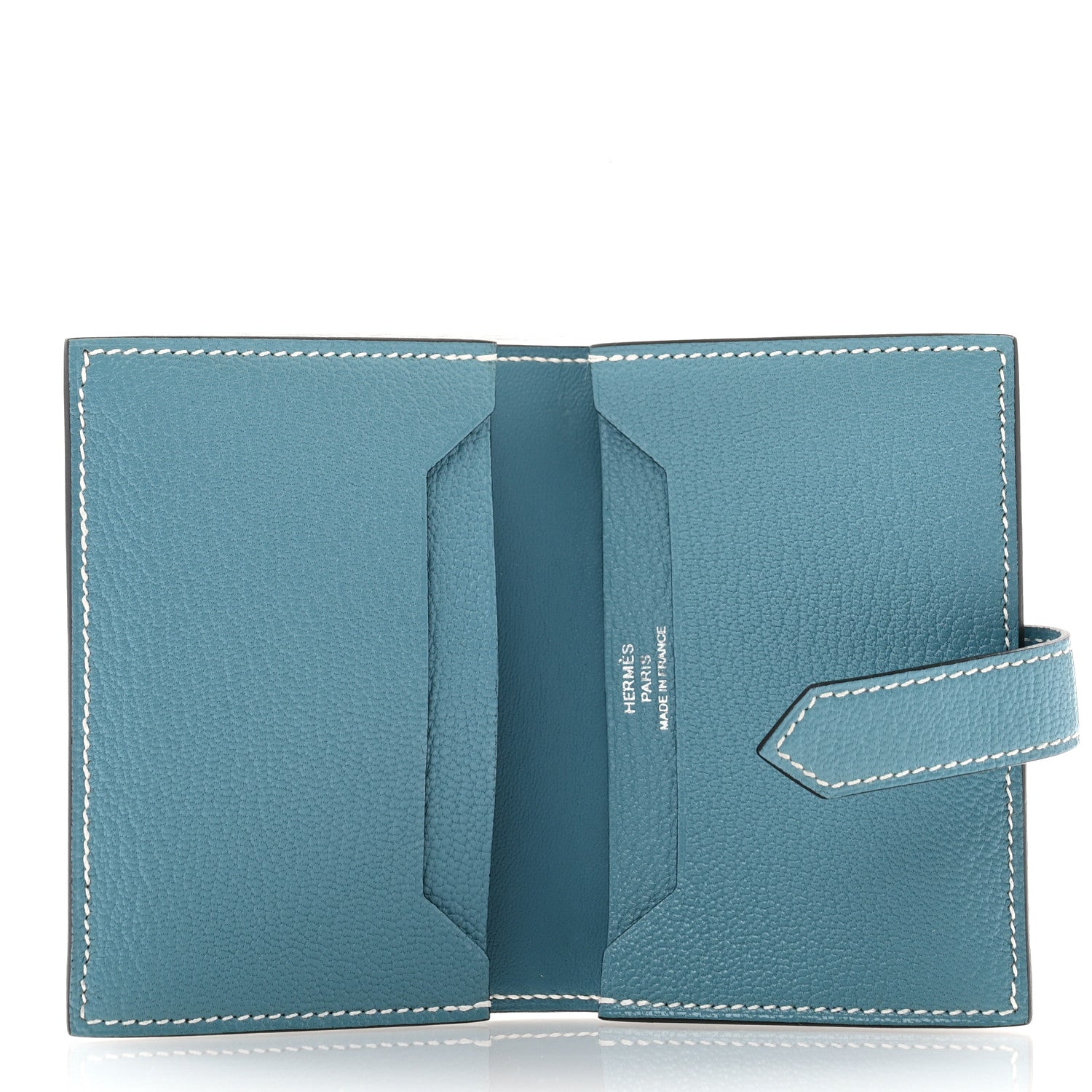 Hermes Chevre Mysore Bearn Card Holder Wallet New Bleu Jean 5 of 13